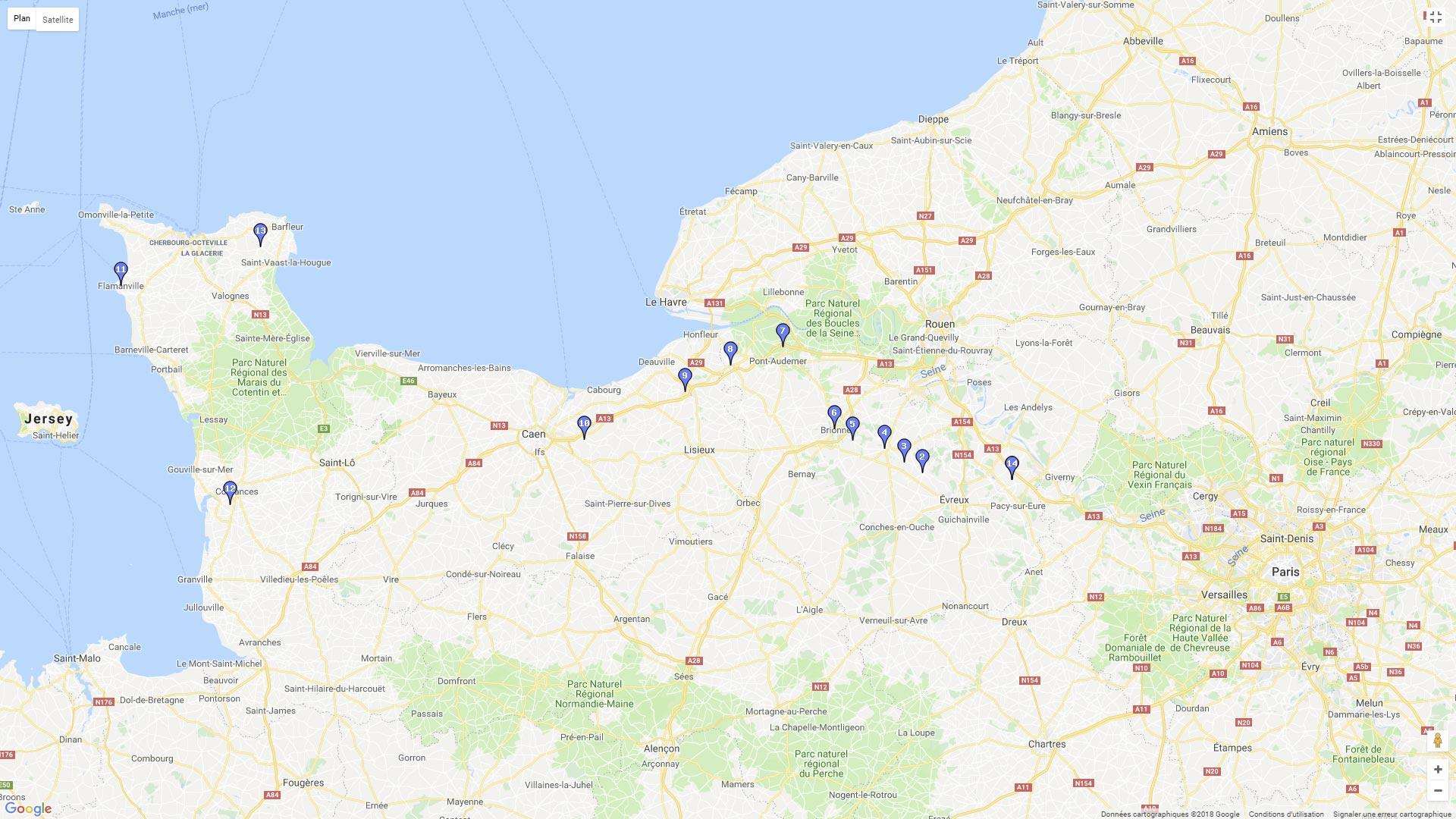 Pour zoomer sur la carte et avoir plus de détails, connectez-vous ! Carte roadbook Manche