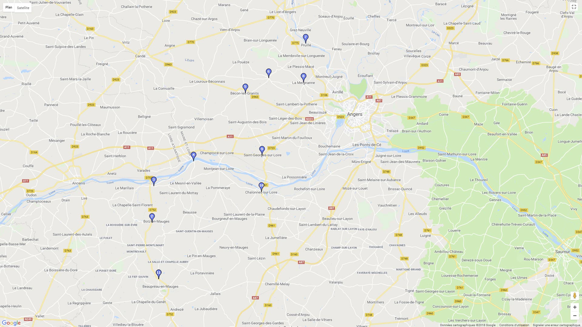 Pour zoomer sur la carte et avoir plus de détails, connectez-vous ! Carte roadbook A l'ouest d'Angers