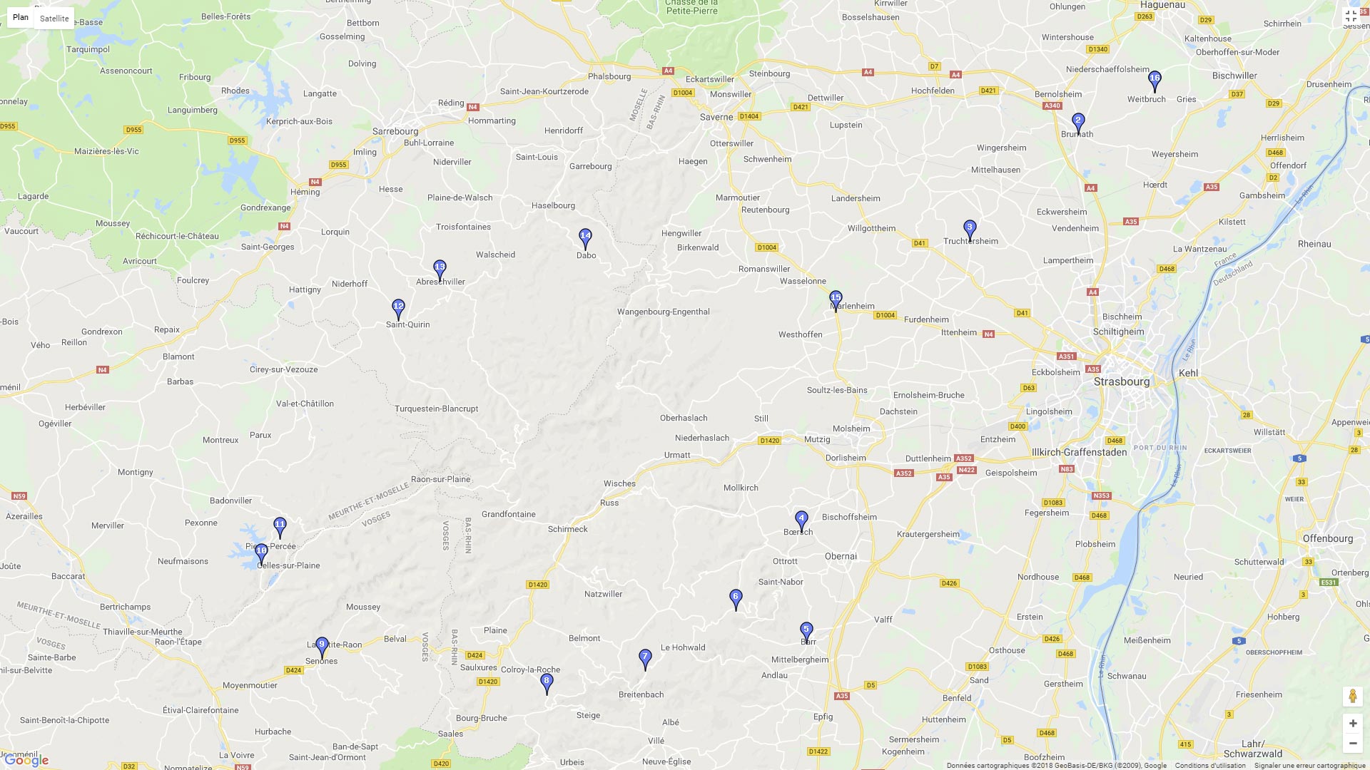 Pour zoomer sur la carte et avoir plus de détails, connectez-vous ! Carte roadbook A l'ouest de Strasbourg