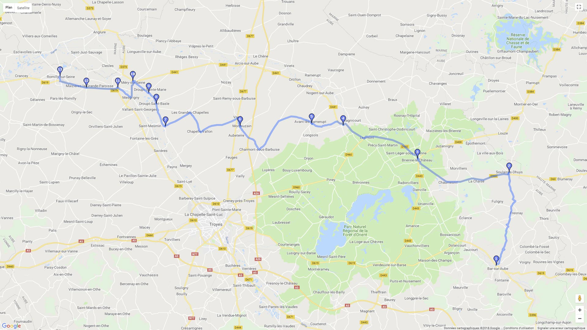 Pour zoomer sur la carte et avoir plus de détails, connectez-vous ! Carte roadbook Forêt d'Orient