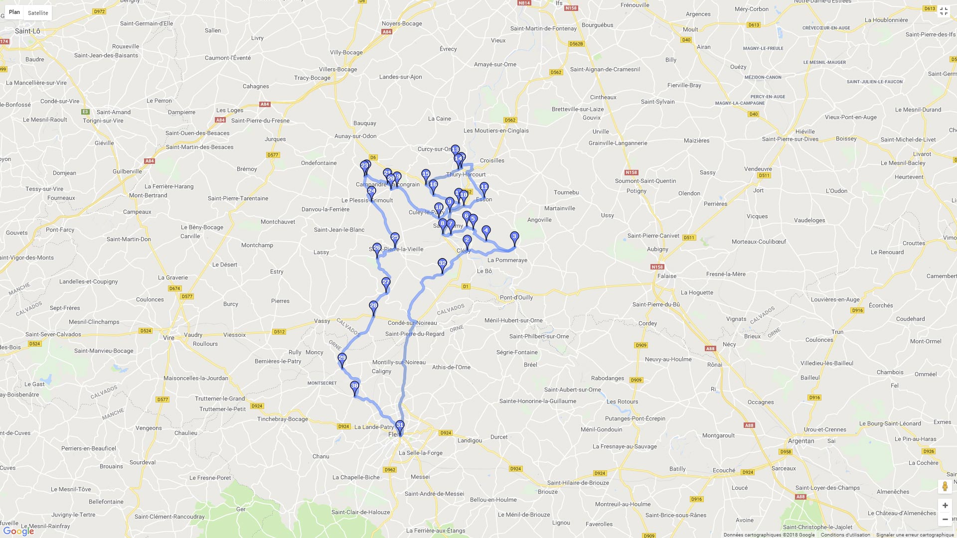 Pour zoomer sur la carte et avoir plus de détails, connectez-vous ! Carte roadbook Suisse Normande