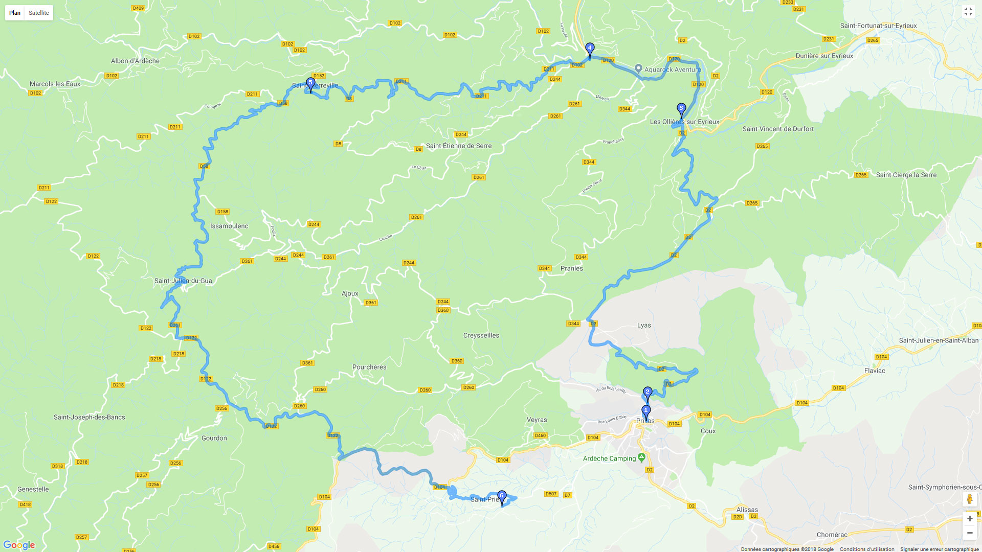 Pour zoomer sur la carte et avoir plus de détails, connectez-vous ! Carte roadbook Découverte de l'Eyrieux