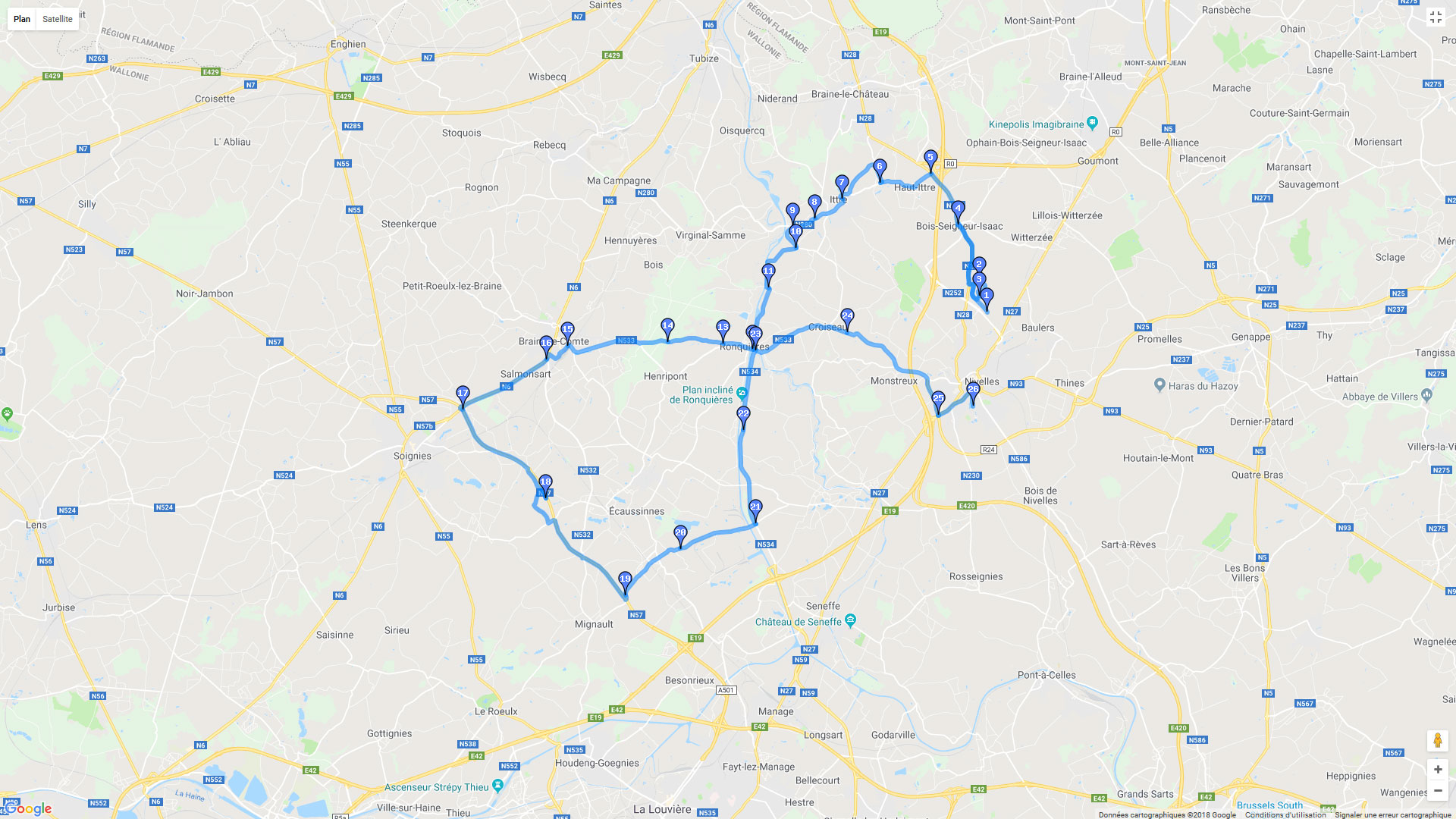 Pour zoomer sur la carte et avoir plus de détails, connectez-vous ! Carte roadbook Le tour de Manivelles
