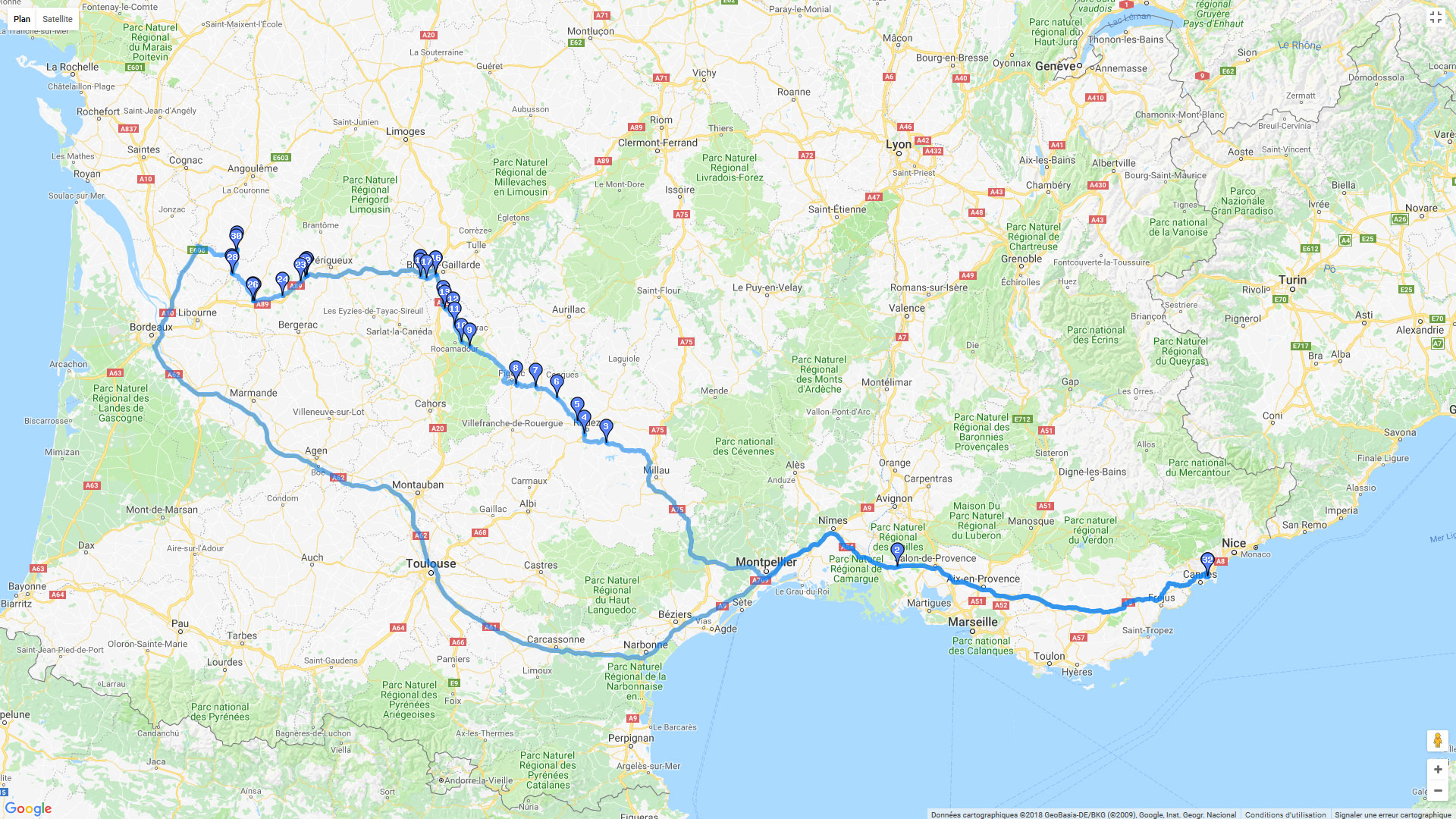Pour zoomer sur la carte et avoir plus de détails, connectez-vous ! Carte roadbook Charente