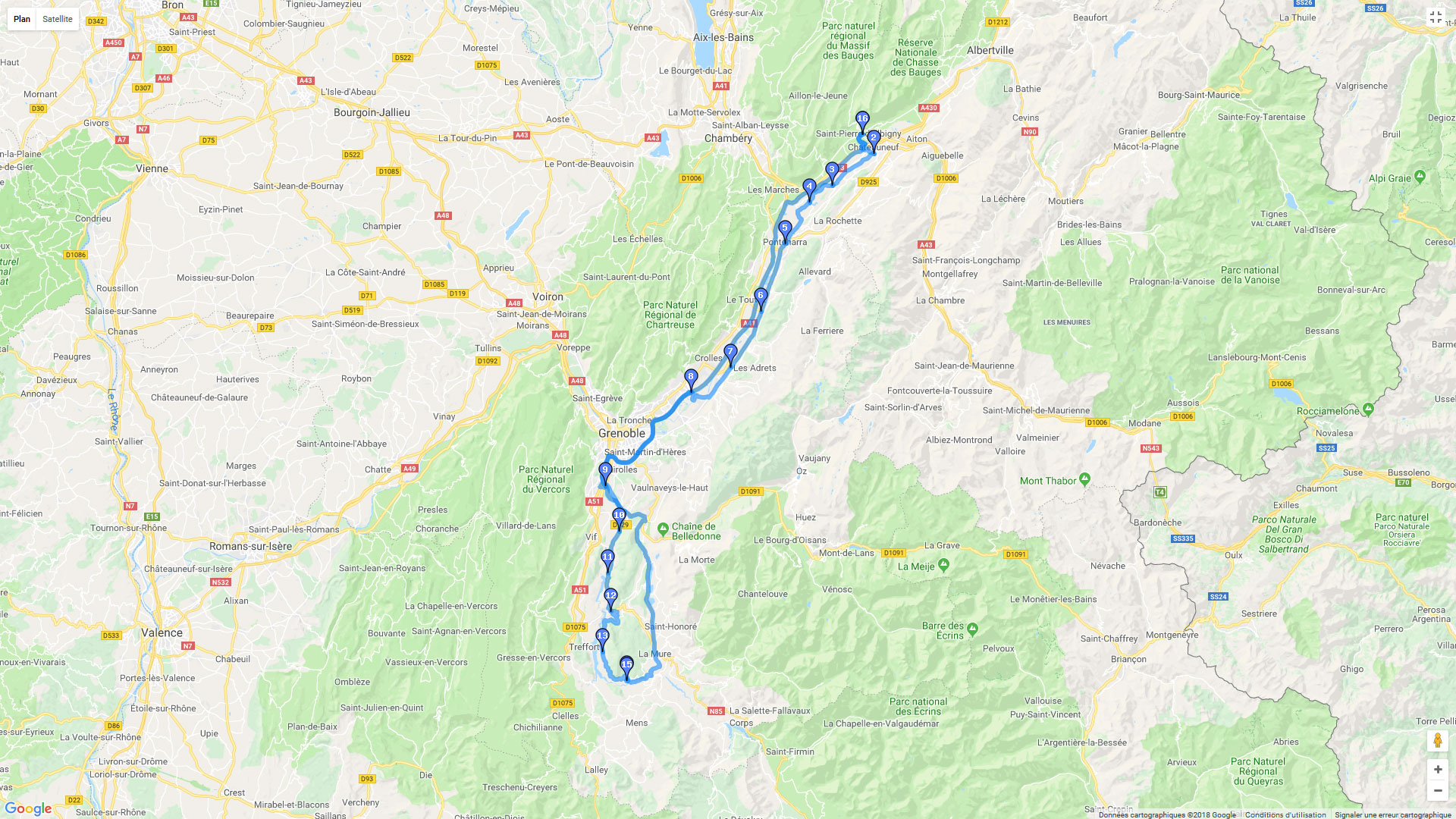 Pour zoomer sur la carte et avoir plus de détails, connectez-vous ! Carte roadbook Corniche du Drac