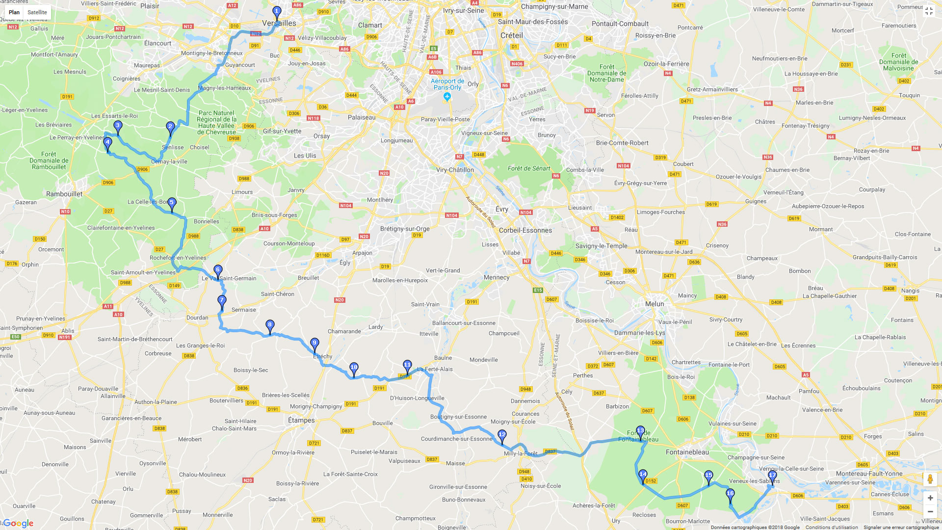 Pour zoomer sur la carte et avoir plus de détails, connectez-vous ! Carte roadbook Versailles Morey sur Loin