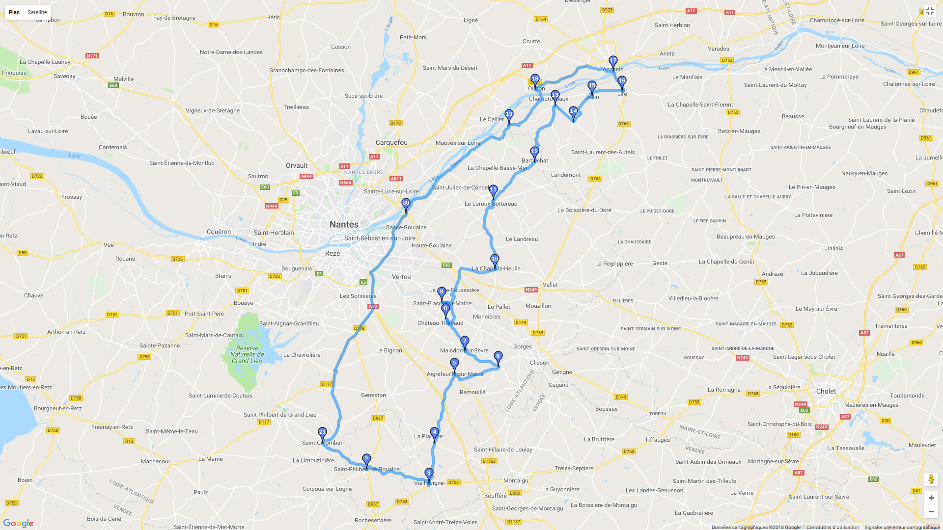 Pour zoomer sur la carte et avoir plus de détails, connectez-vous ! Carte roadbook Saint Colomban / Ancenis / Saint Colomban