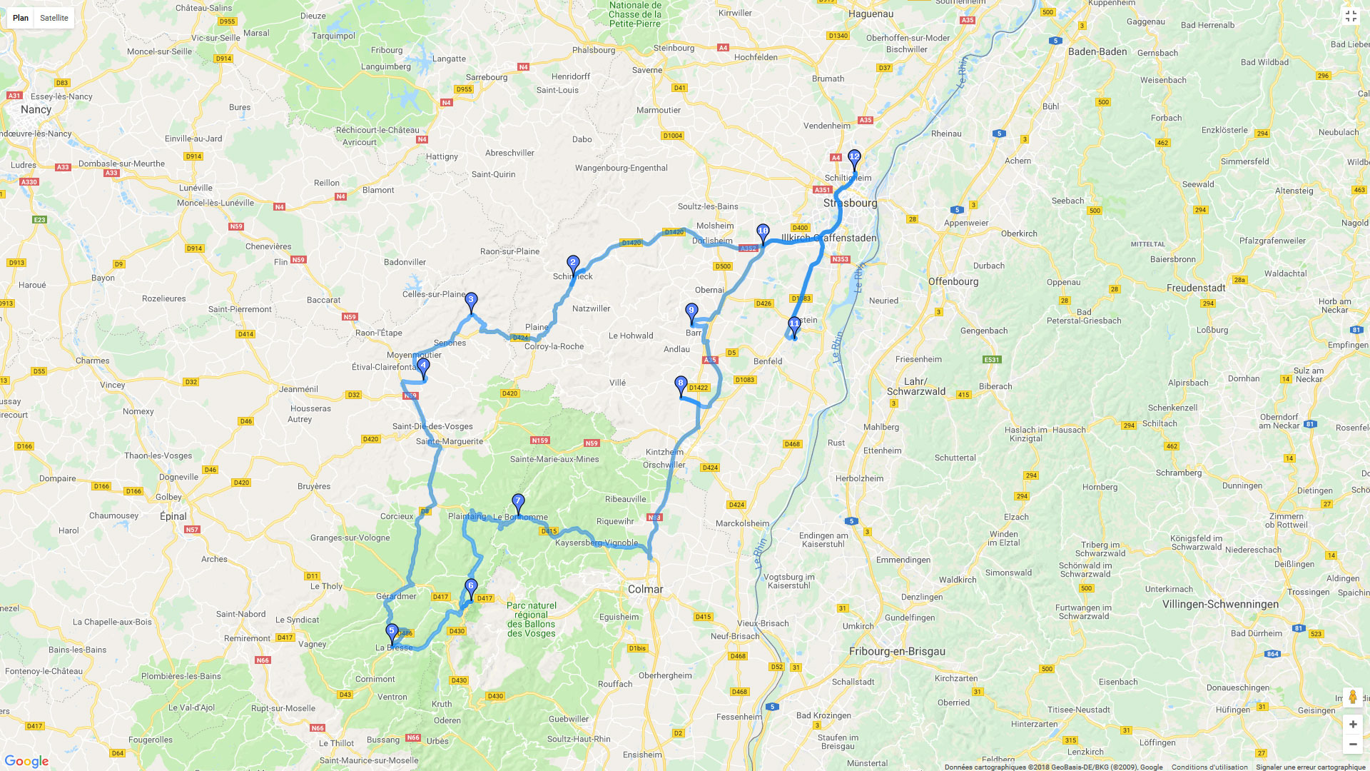 Pour zoomer sur la carte et avoir plus de détails, connectez-vous ! Carte roadbook Vallée de la Bruche