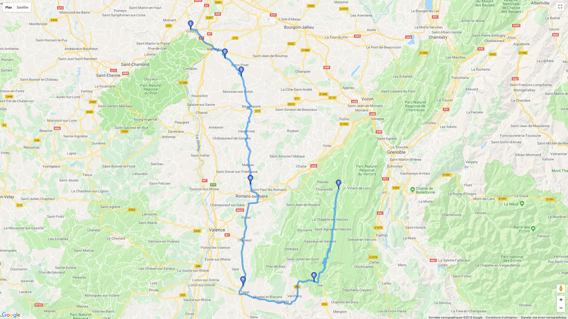 Pour zoomer sur la carte et avoir plus de détails, connectez-vous ! Carte roadbook Givors Villard de Lans