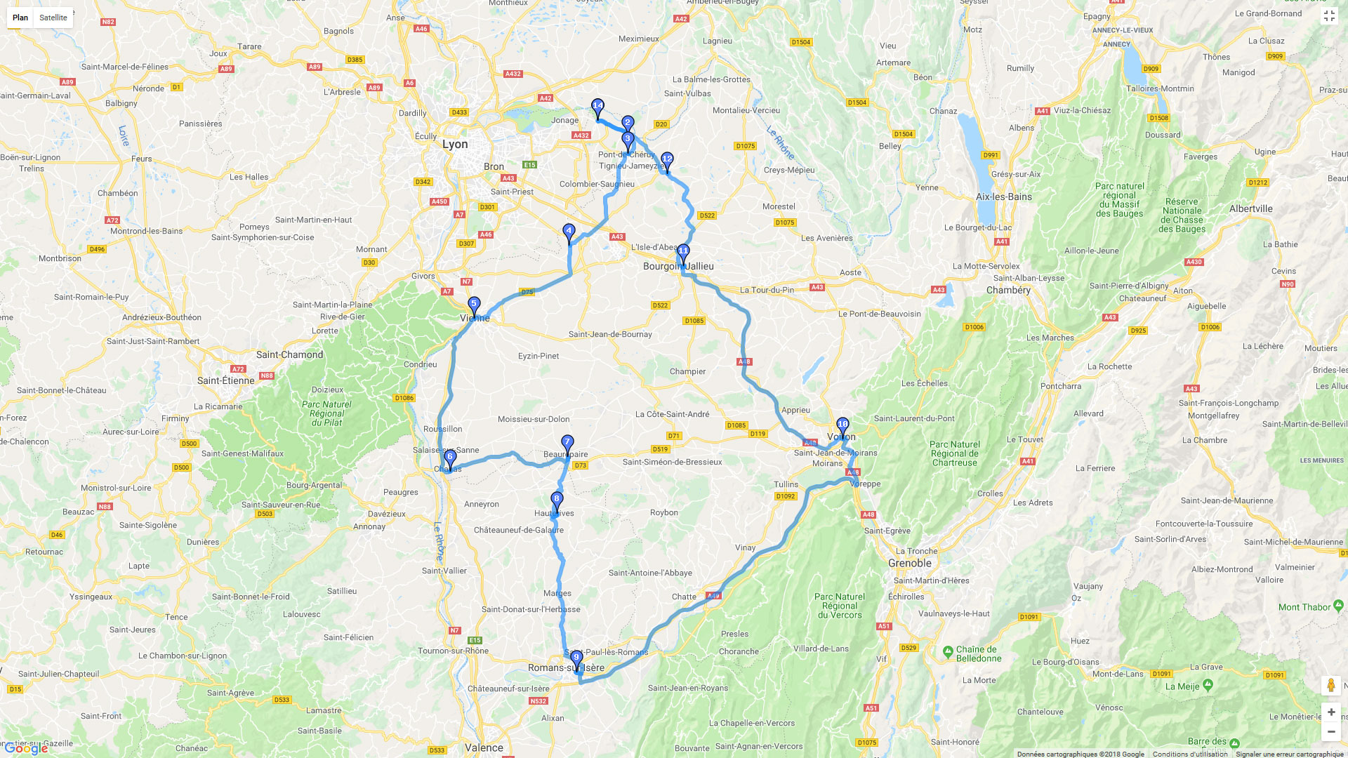 Pour zoomer sur la carte et avoir plus de détails, connectez-vous ! Carte roadbook Chartreuse, Vercors