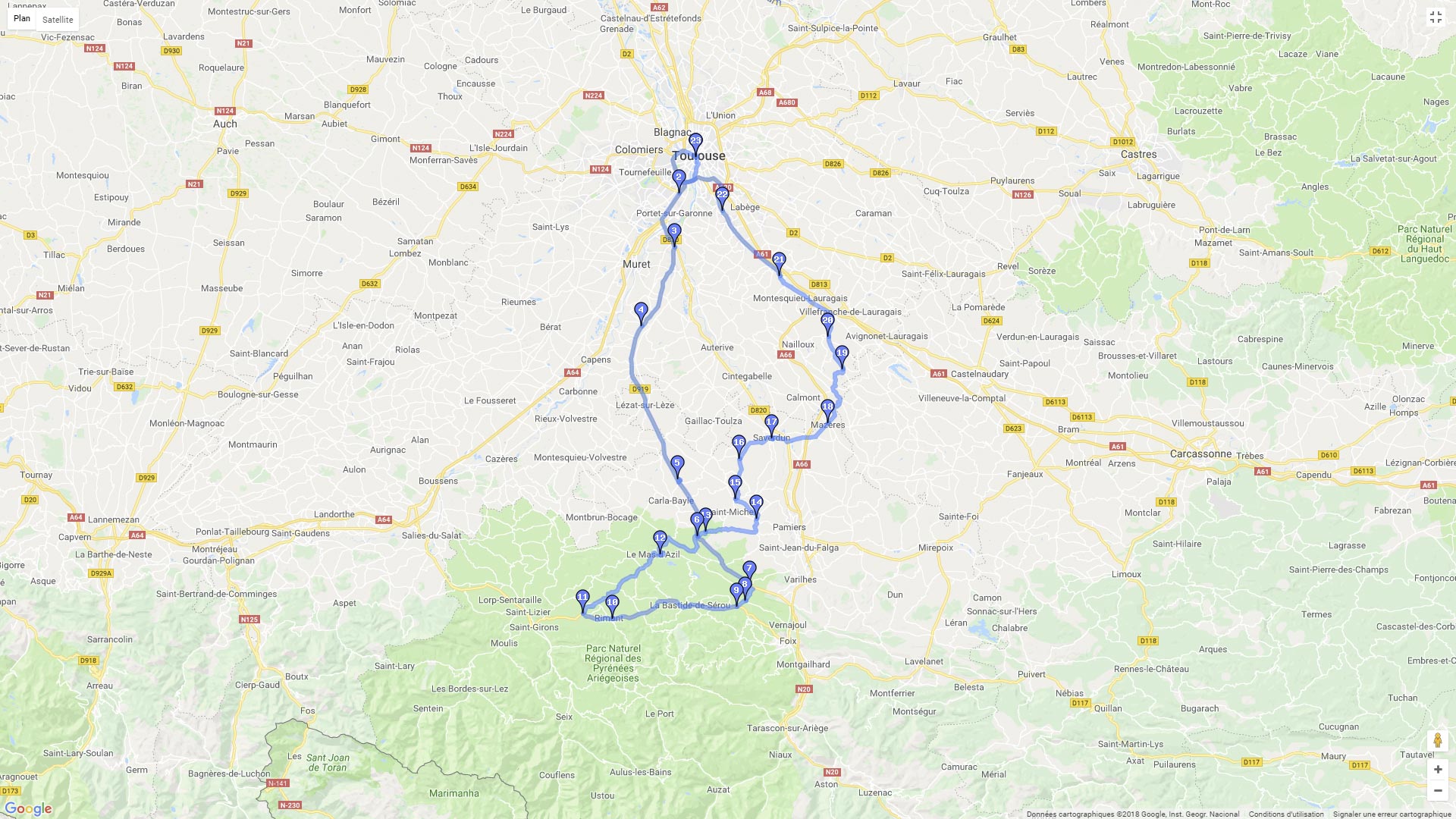 Pour zoomer sur la carte et avoir plus de détails, connectez-vous ! Carte roadbook Ariège