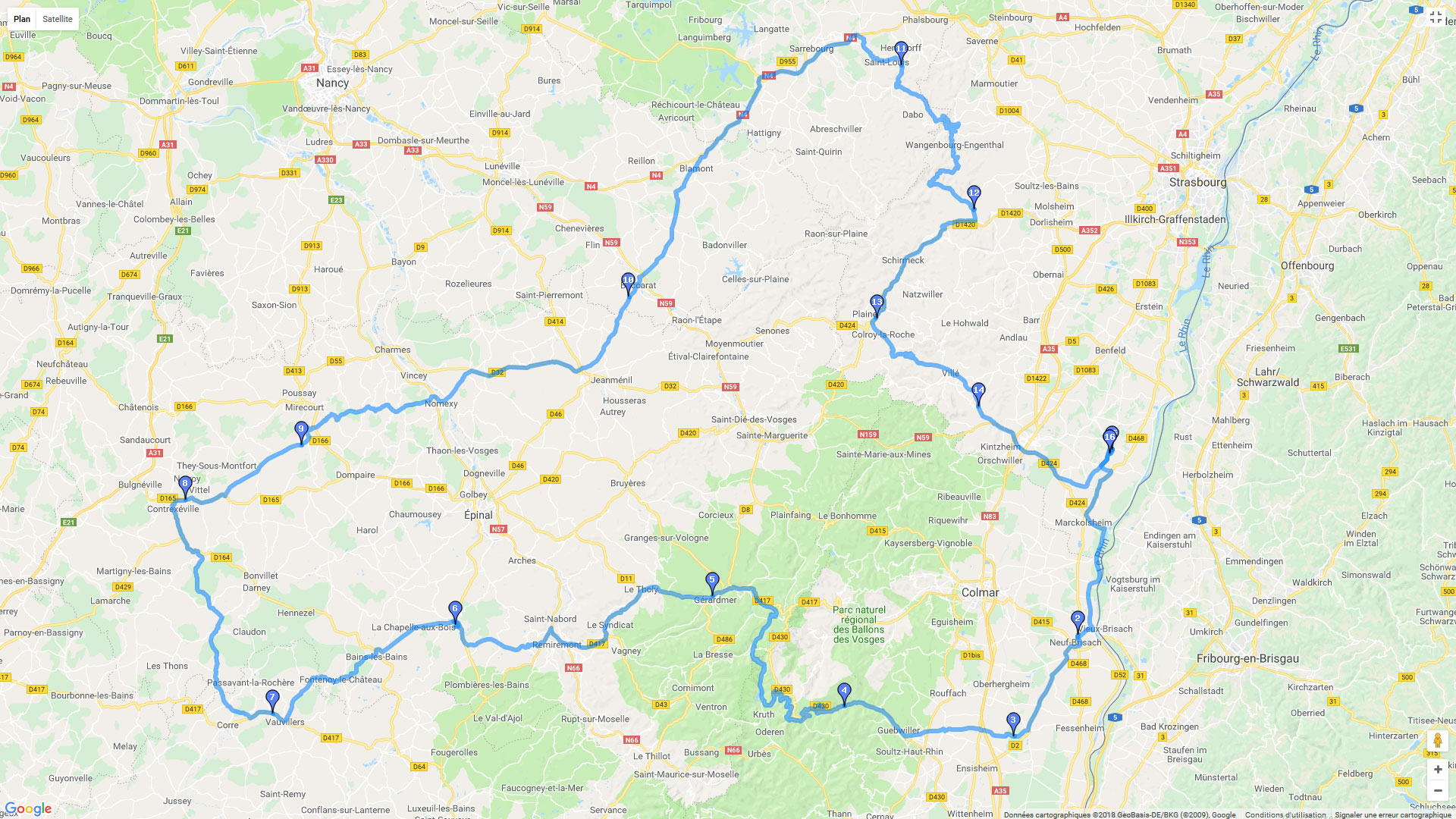 Pour zoomer sur la carte et avoir plus de détails, connectez-vous ! Carte roadbook Réserve naturelle des Ballons Comtois