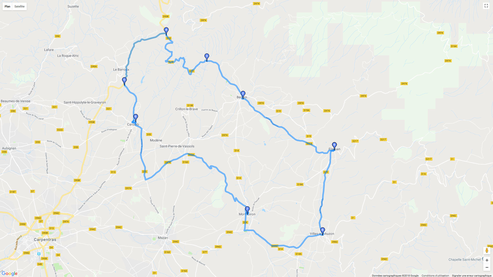 Pour zoomer sur la carte et avoir plus de détails, connectez-vous ! Carte roadbook Sous le Ventoux