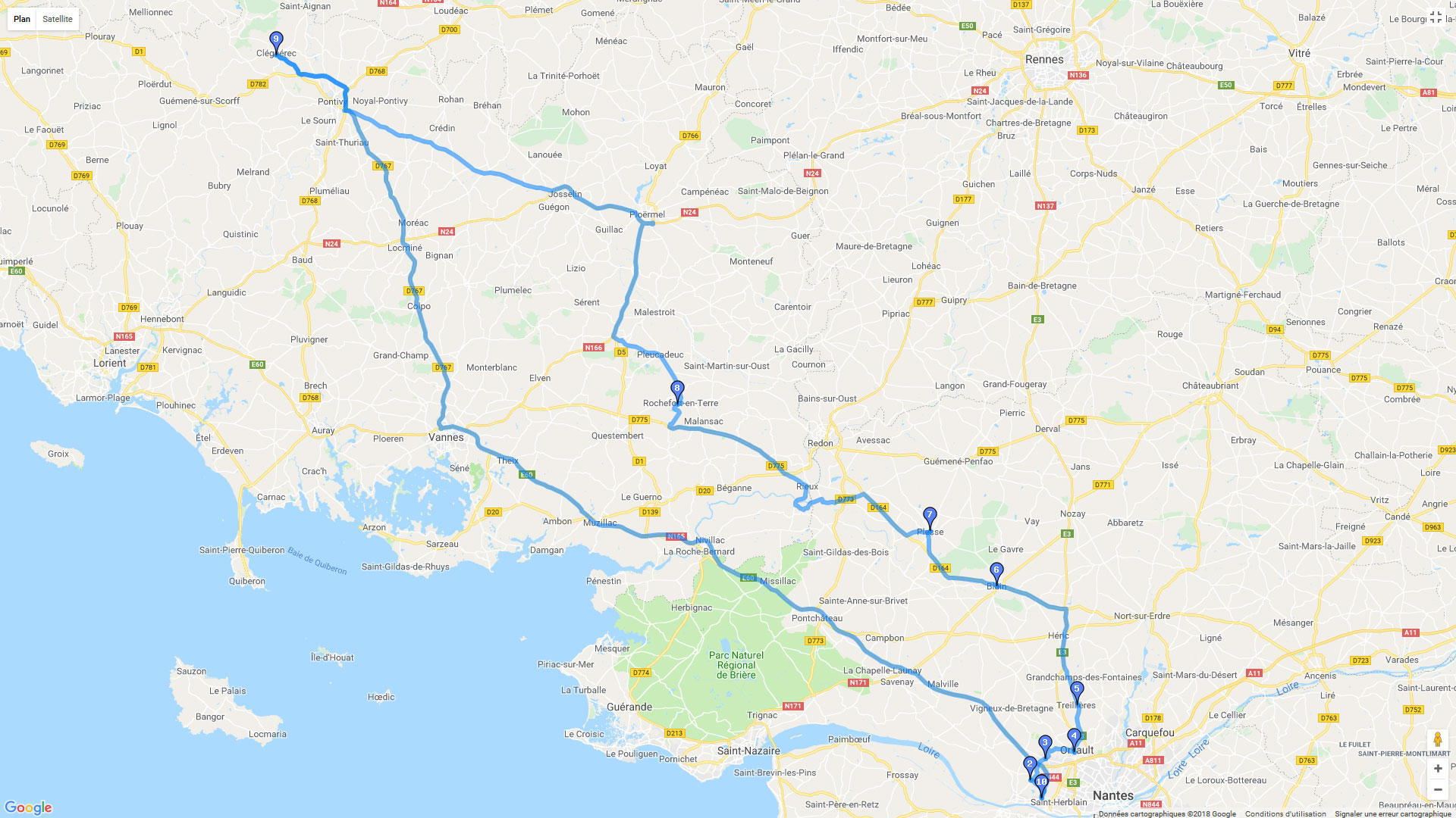Pour zoomer sur la carte et avoir plus de détails, connectez-vous ! Carte roadbook Autour de Couëron