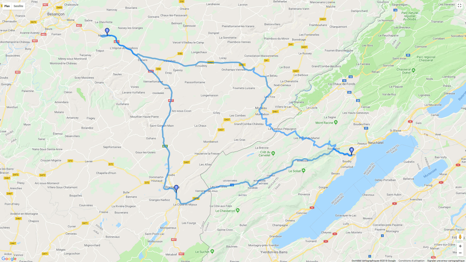 Pour zoomer sur la carte et avoir plus de détails, connectez-vous ! Carte roadbook Colombier - Bourguignons