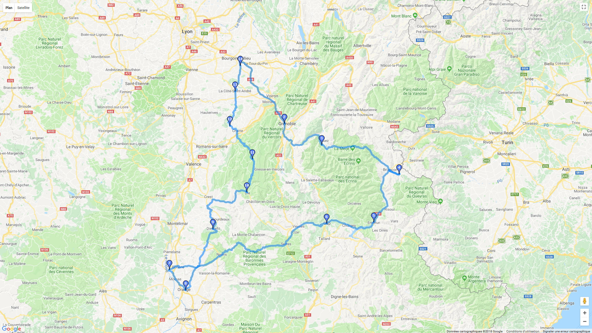 Pour zoomer sur la carte et avoir plus de détails, connectez-vous ! Carte roadbook Les Ecrins