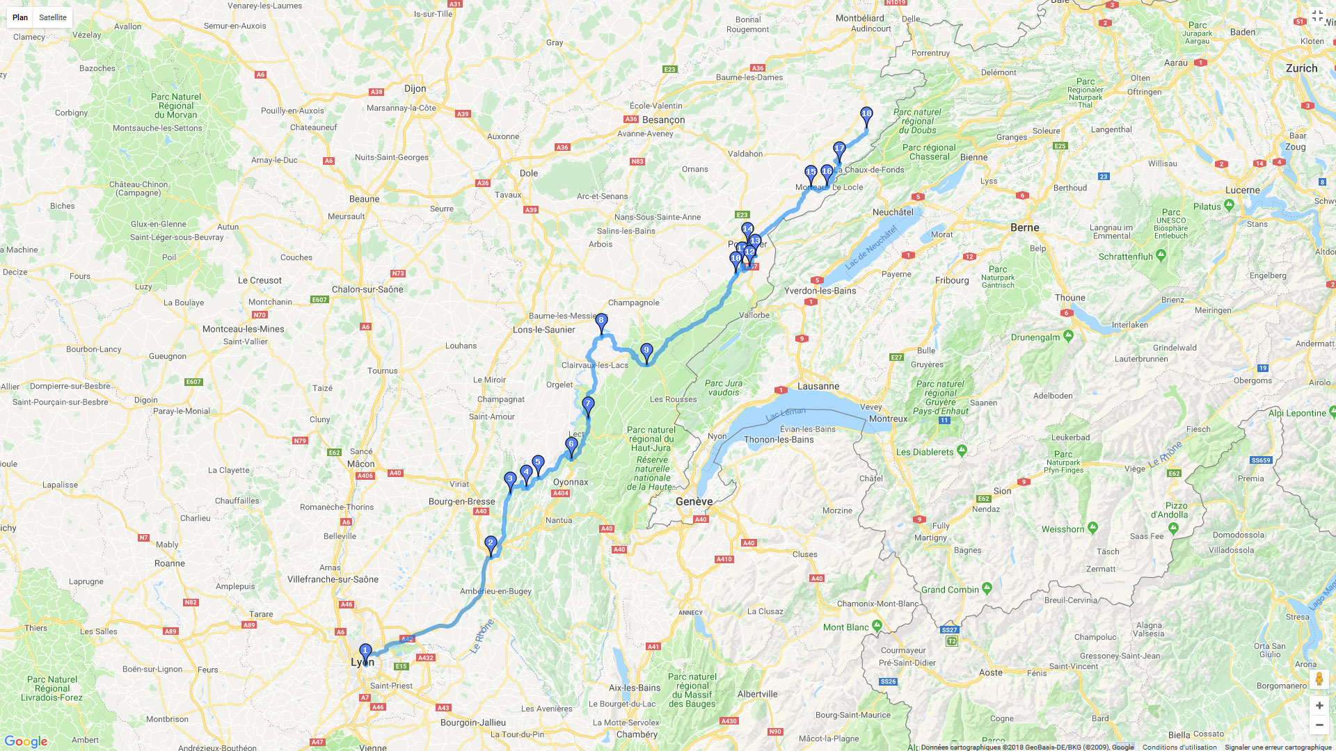 Pour zoomer sur la carte et avoir plus de détails, connectez-vous ! Carte roadbook Jura