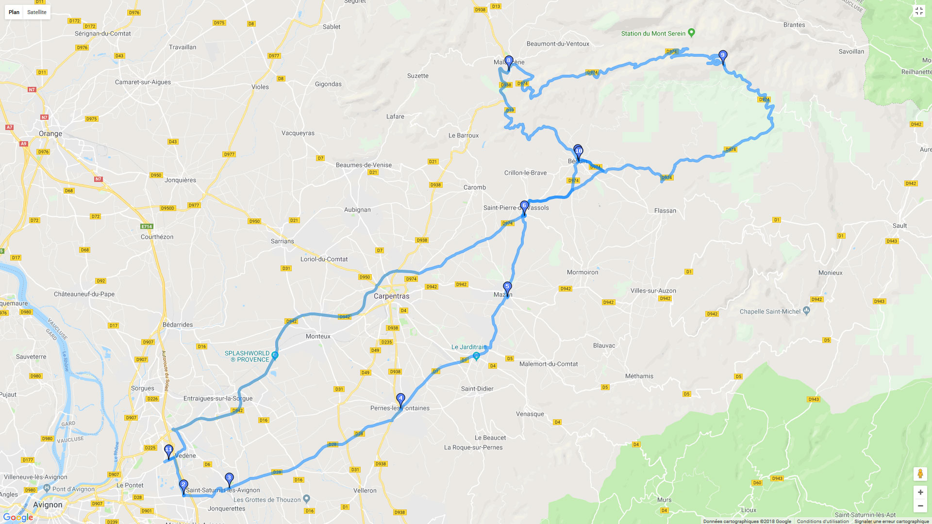 Pour zoomer sur la carte et avoir plus de détails, connectez-vous ! Carte roadbook Le Mont Ventoux
