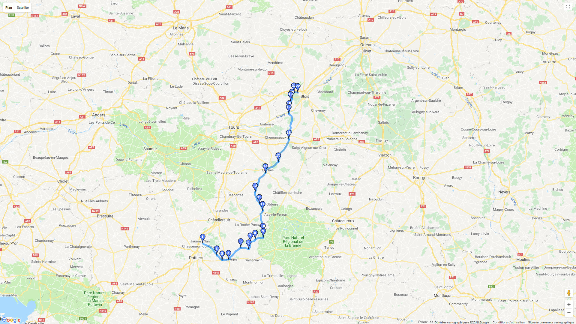 Pour zoomer sur la carte et avoir plus de détails, connectez-vous ! Carte roadbook St Georges de Baillergeaux / Blois