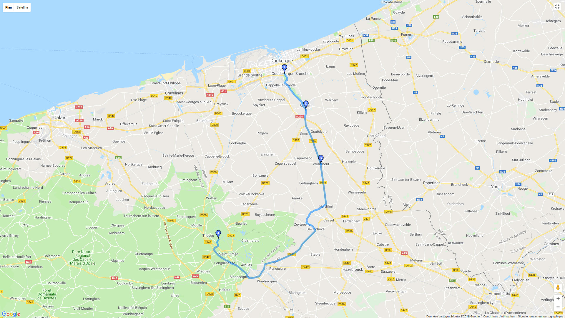 Pour zoomer sur la carte et avoir plus de détails, connectez-vous ! Carte roadbook Etangs du Romelaere