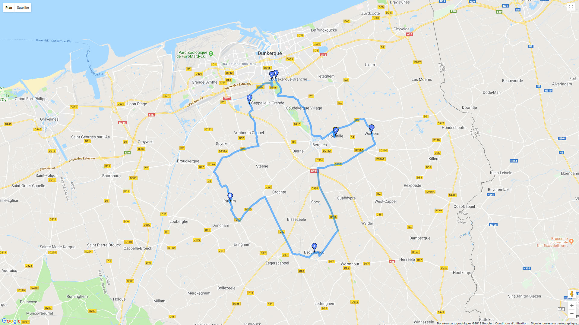 Pour zoomer sur la carte et avoir plus de détails, connectez-vous ! Carte roadbook Trésors de flandre