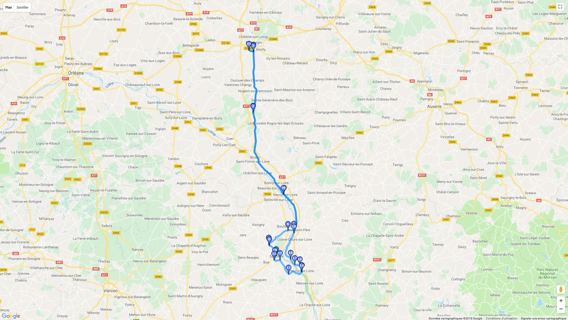 Pour zoomer sur la carte et avoir plus de détails, connectez-vous ! Carte roadbook Route des vignes