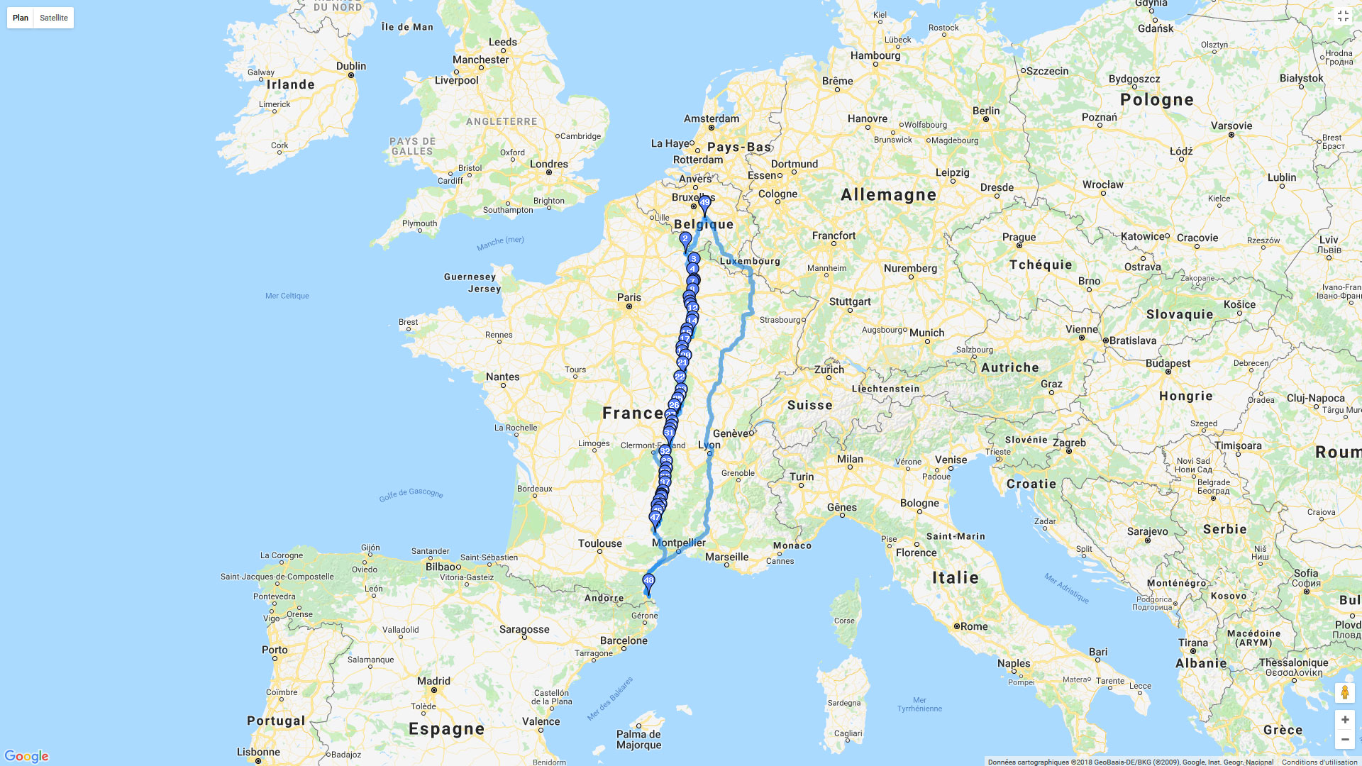 Pour zoomer sur la carte et avoir plus de détails, connectez-vous ! Carte roadbook Du sud au nord