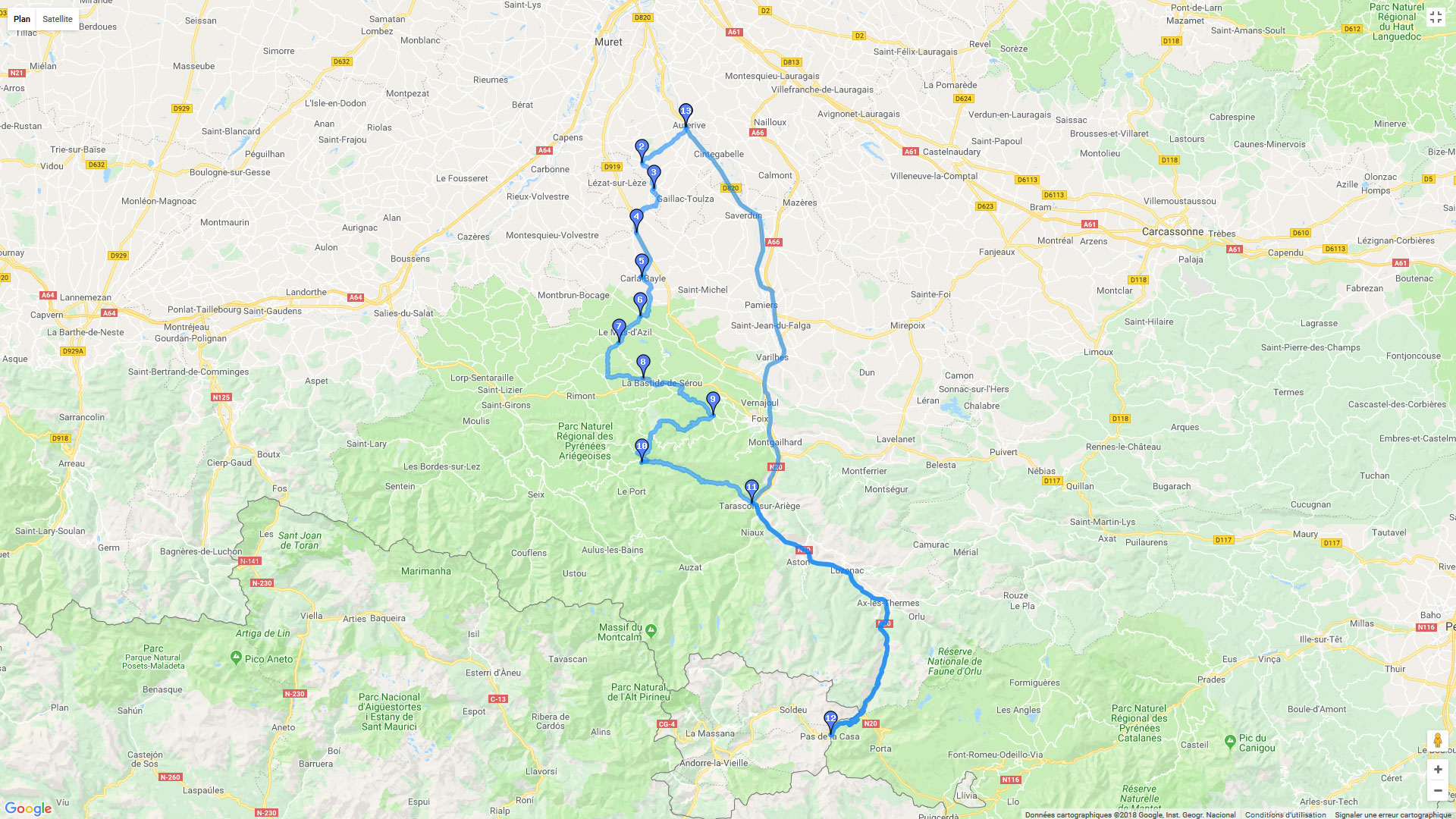 Pour zoomer sur la carte et avoir plus de détails, connectez-vous ! Carte roadbook Pas de la Case