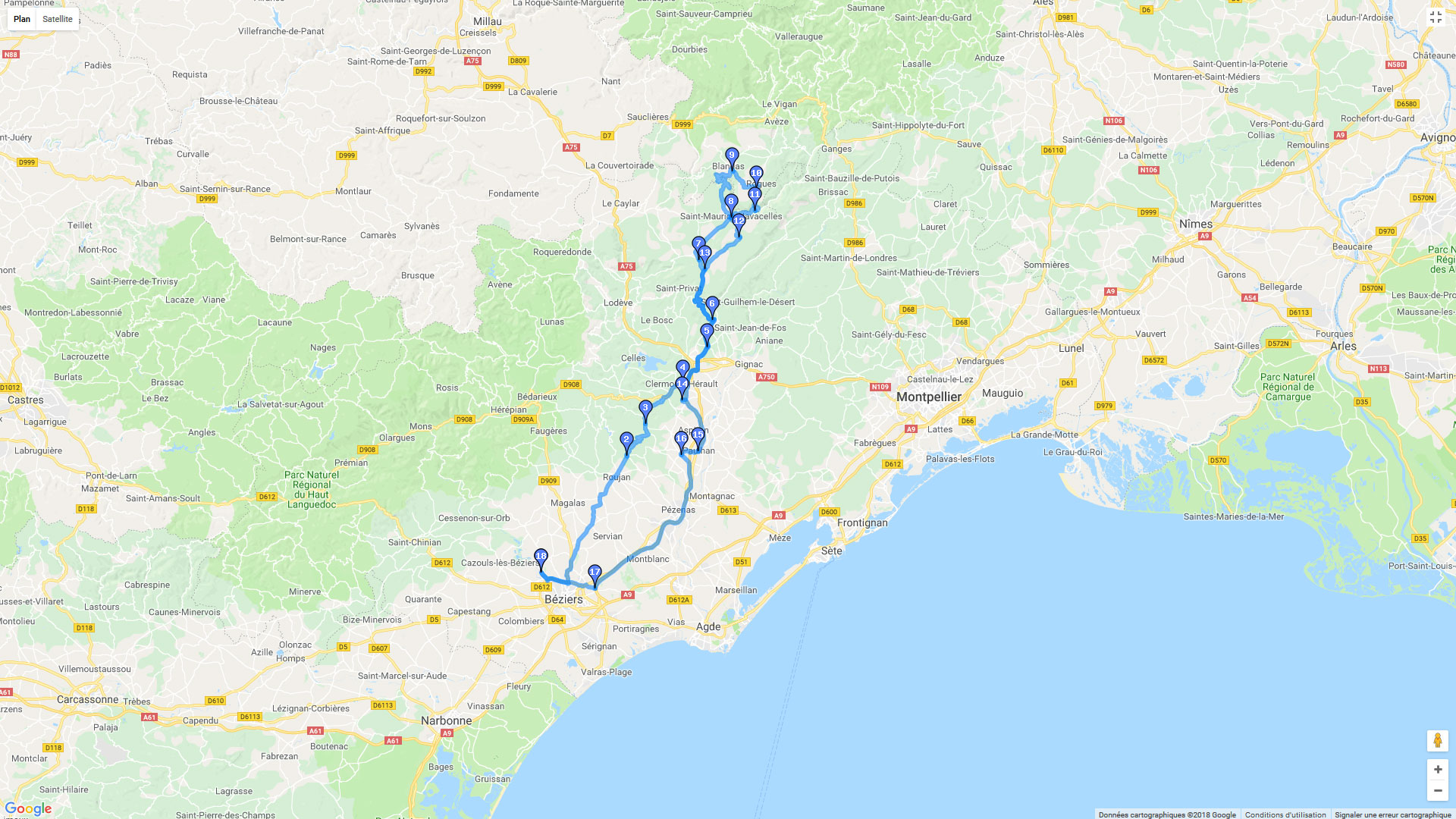 Pour zoomer sur la carte et avoir plus de détails, connectez-vous ! Carte roadbook Navacelles