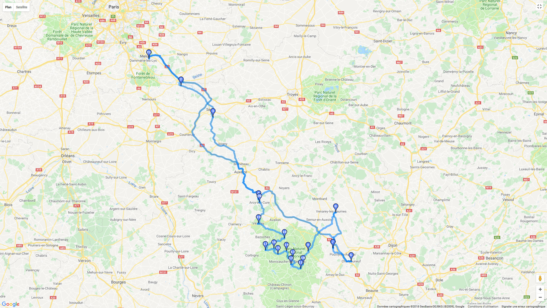 Pour zoomer sur la carte et avoir plus de détails, connectez-vous ! Carte roadbook Ronde du Morvan