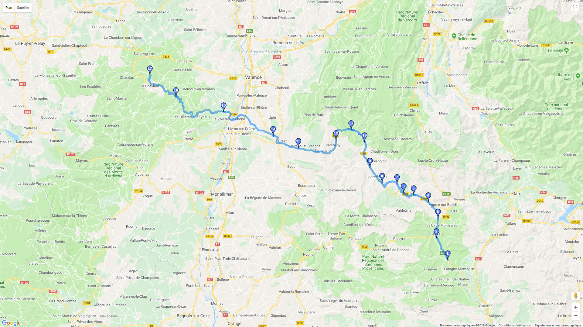 Pour zoomer sur la carte et avoir plus de détails, connectez-vous ! Carte roadbook Eyguians St Jean de Roure