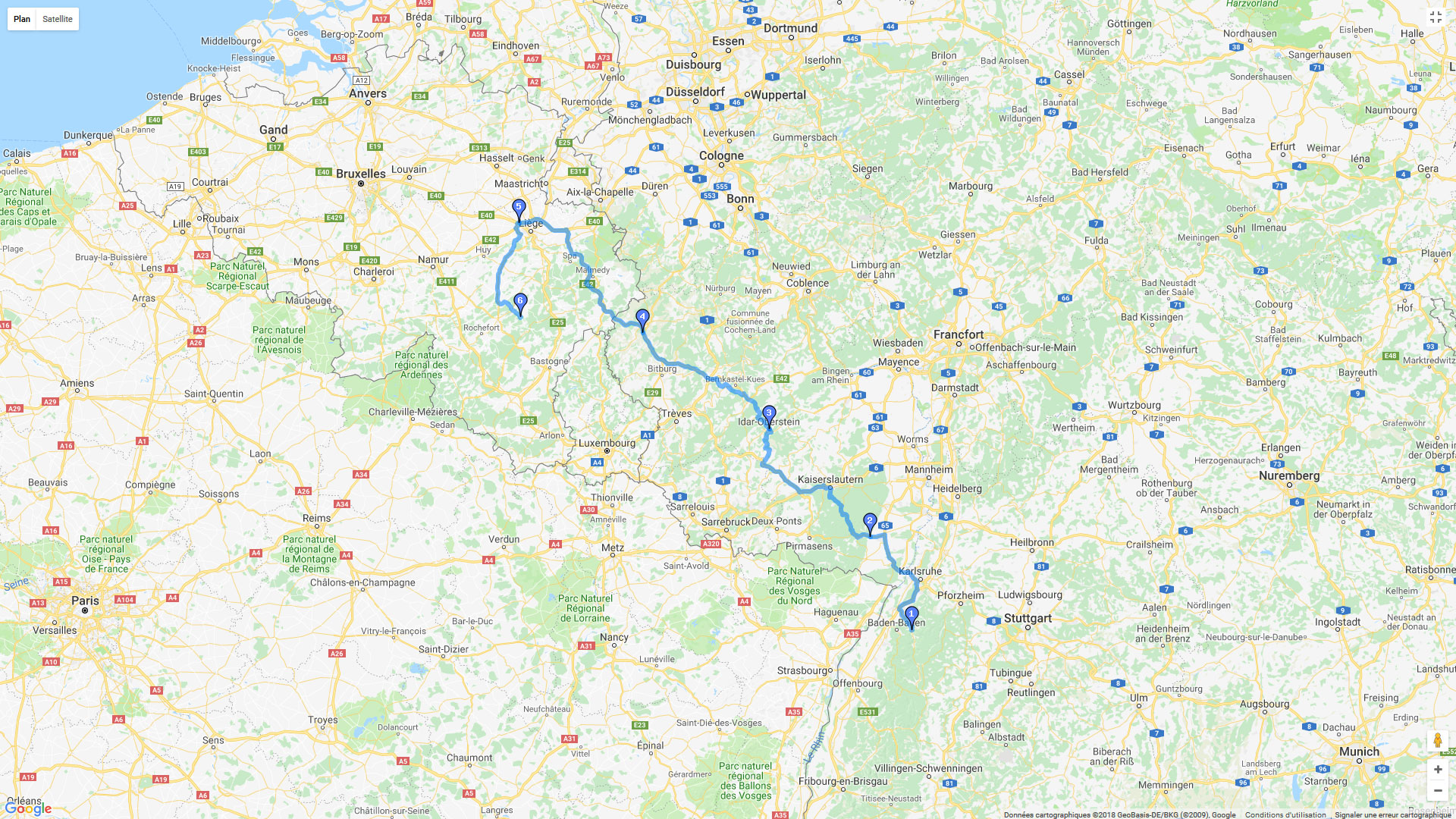 Pour zoomer sur la carte et avoir plus de détails, connectez-vous ! Carte roadbook Forêt noire