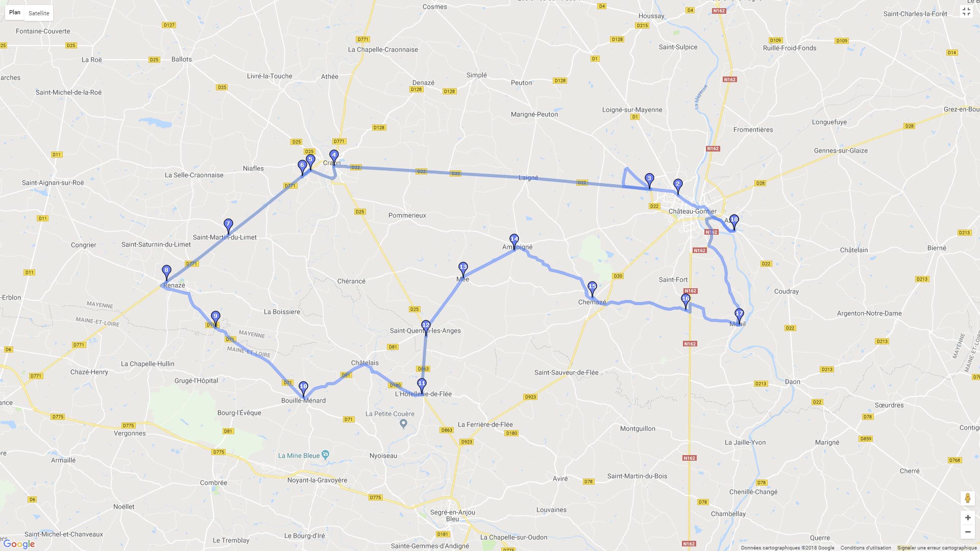 Pour zoomer sur la carte et avoir plus de détails, connectez-vous ! Carte roadbook Azé St martin du Limet-Azé