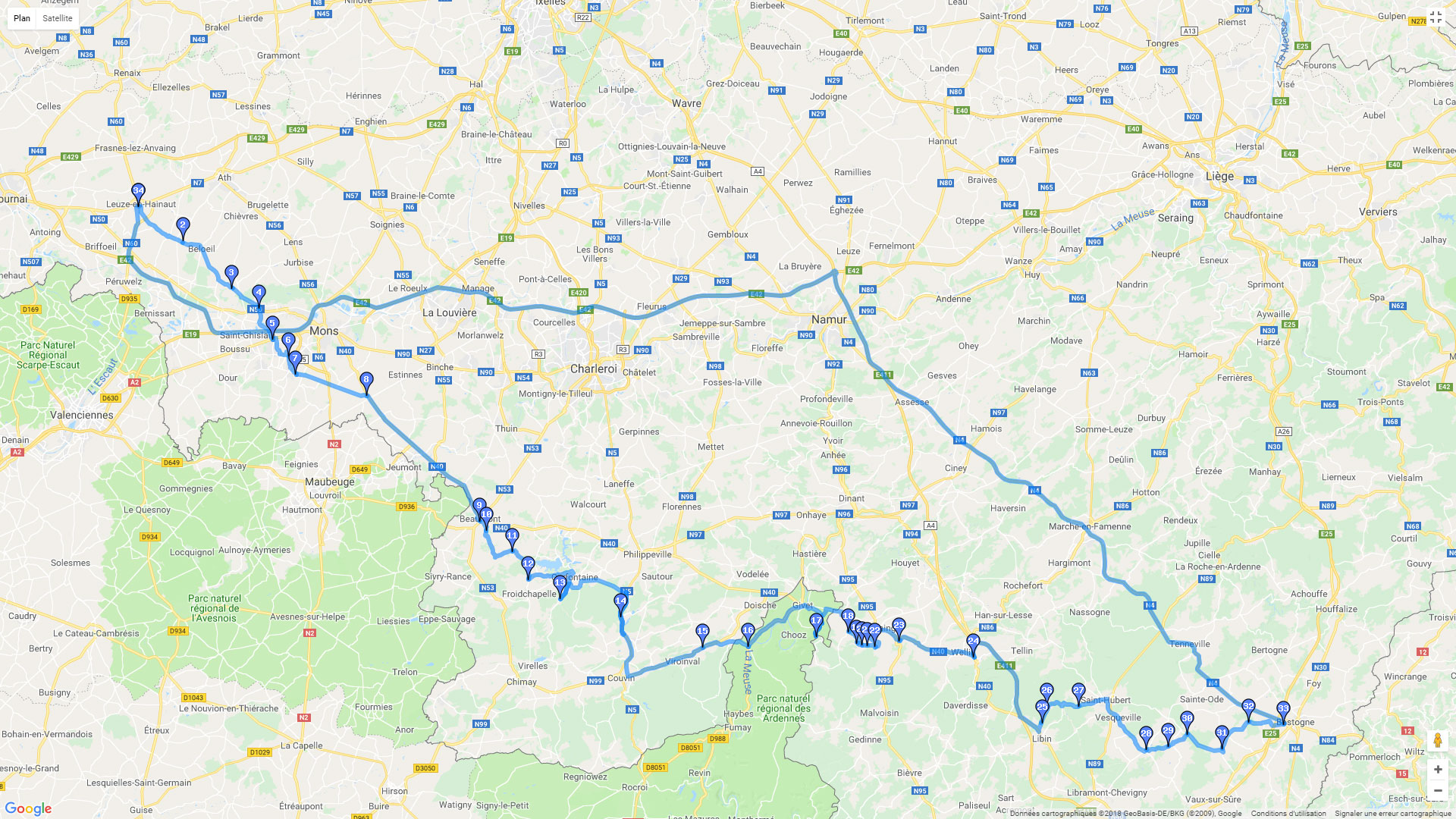 Pour zoomer sur la carte et avoir plus de détails, connectez-vous ! Carte roadbook Vireux-Molhain