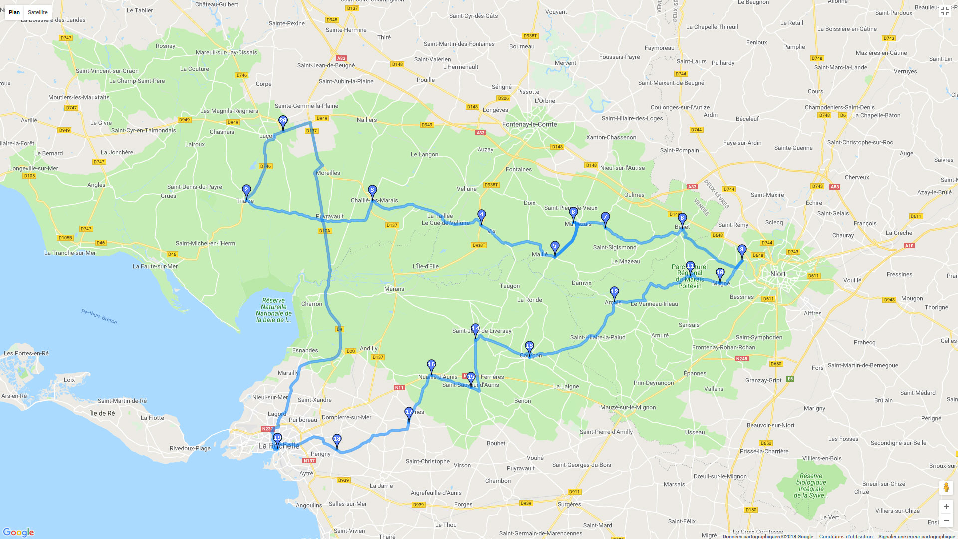 Pour zoomer sur la carte et avoir plus de détails, connectez-vous ! Carte roadbook La Venise verte à moto