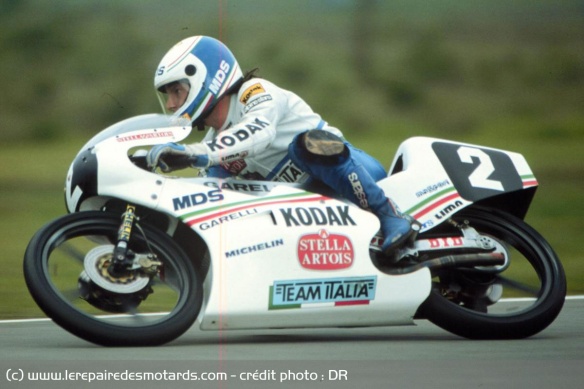 Fausto Gresini sur la Garelli 125 Fausto Gresini sur la Garelli 125