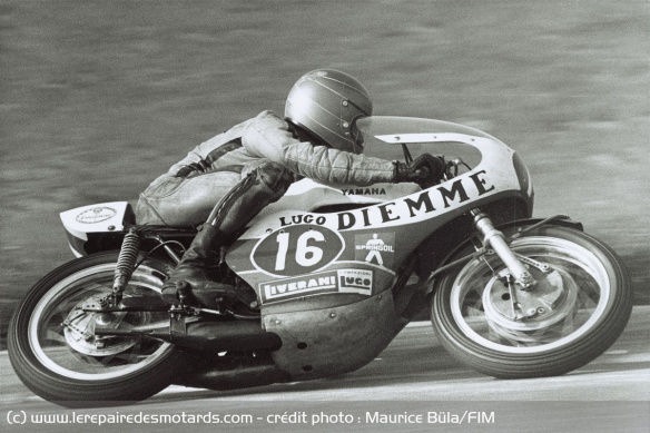 Mario Lega sur la Yamaha du team Diemme en 1973 Mario Lega sur la Yamaha du team Diemme en 1973